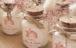 bougie personnalisée baptême et baby shower